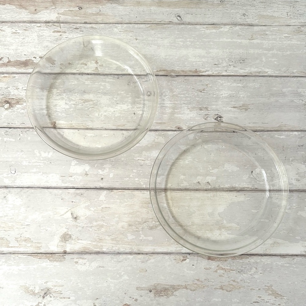 Pyrex 9in Clear Glass Pie Plates Pans Dish Set of 2 Baking Dishes